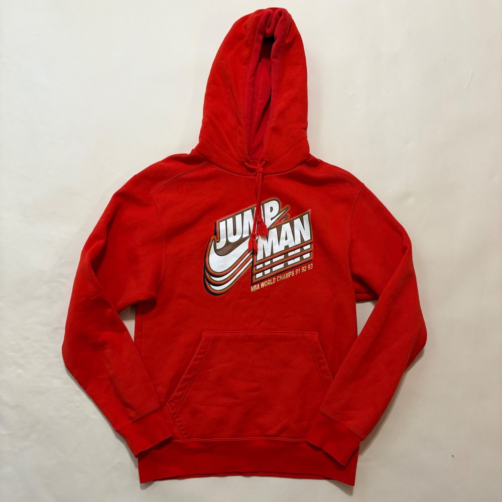 Jordan Jumpman NBA World Champs 91 92 93 Hoodie Red Mens Small DC9604-673